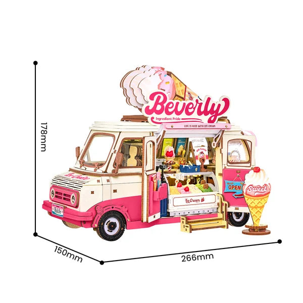 Rolife Beverly's Eiscreme-Wagen 3D Holzpuzzle