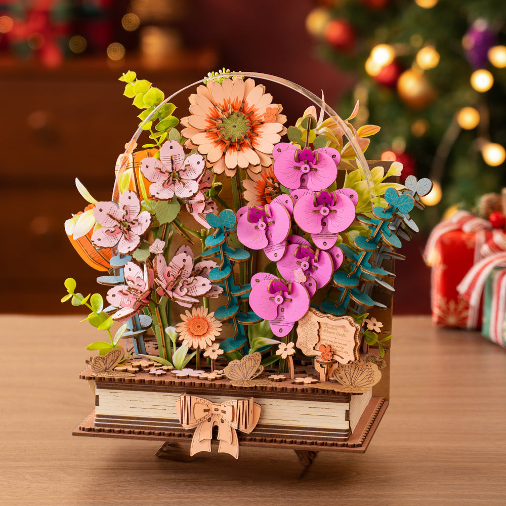 Rowood Holz Blühendes Buch DIY Blumenstrauß 3D Puzzle