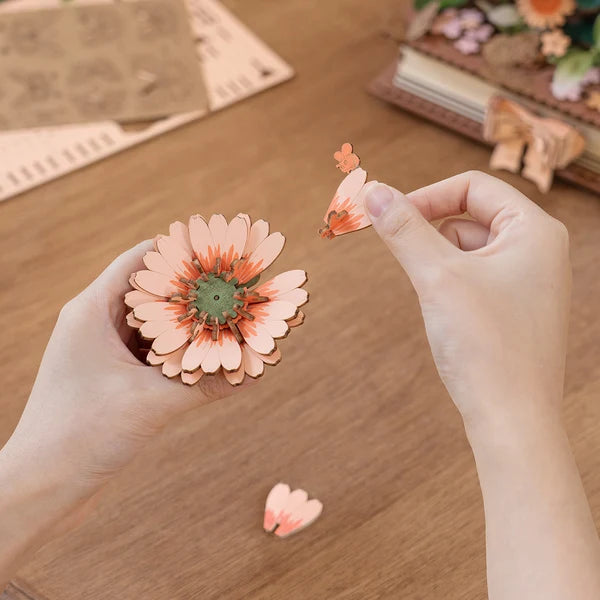 Rowood Holz Blühendes Buch DIY Blumenstrauß 3D Puzzle