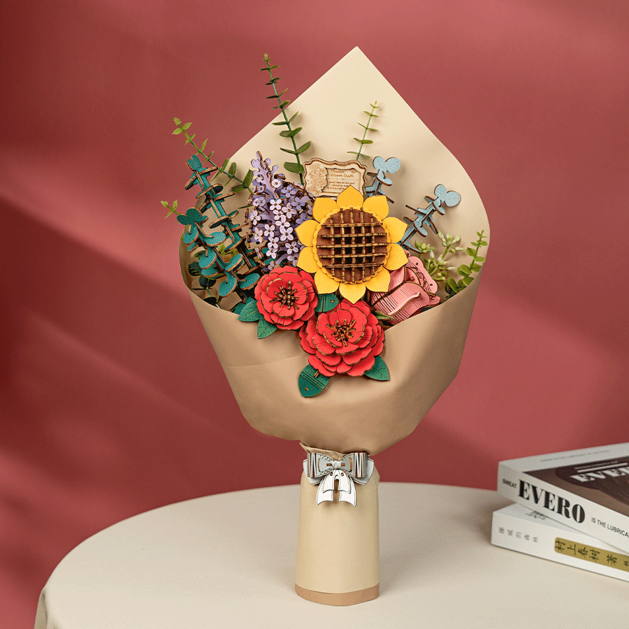 Rowood DIY Blumenstrauß aus Holz 3D-Holzpuzzle