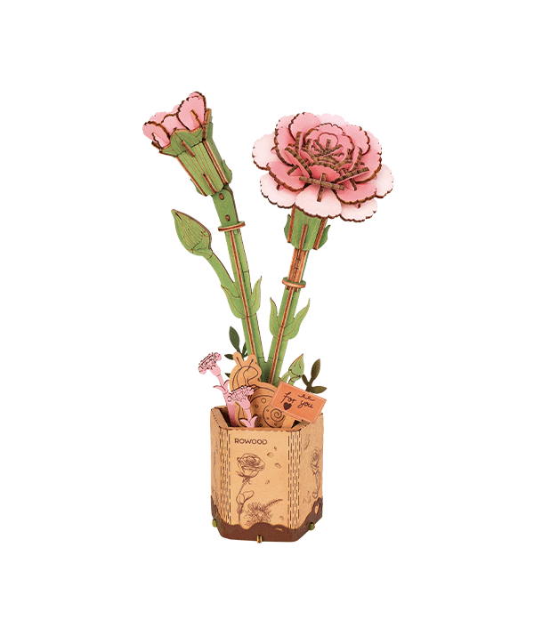 Rowood Holzblume 3D Holzpuzzle Rosa Nelke