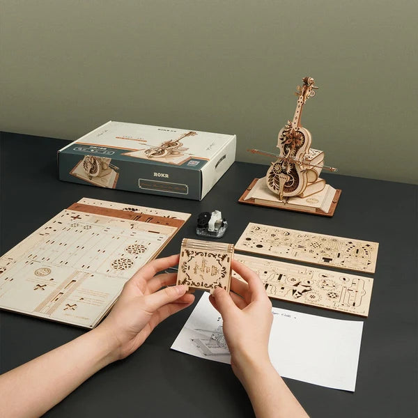 ROKR Magic Cello Mechanische Spieluhr 3D-Holzpuzzle