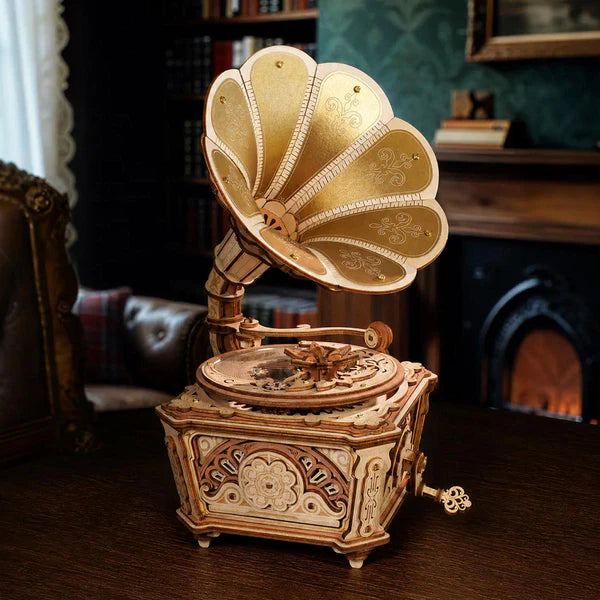 ROKR Diva Grammophon Spieluhr Holz 3D Puzzle