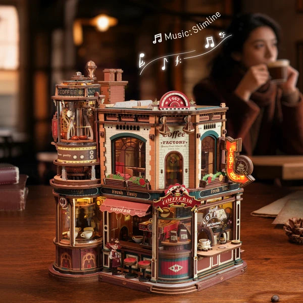 ROKR Traum Kaffeefabrik Spieluhr Holz 3D Puzzle