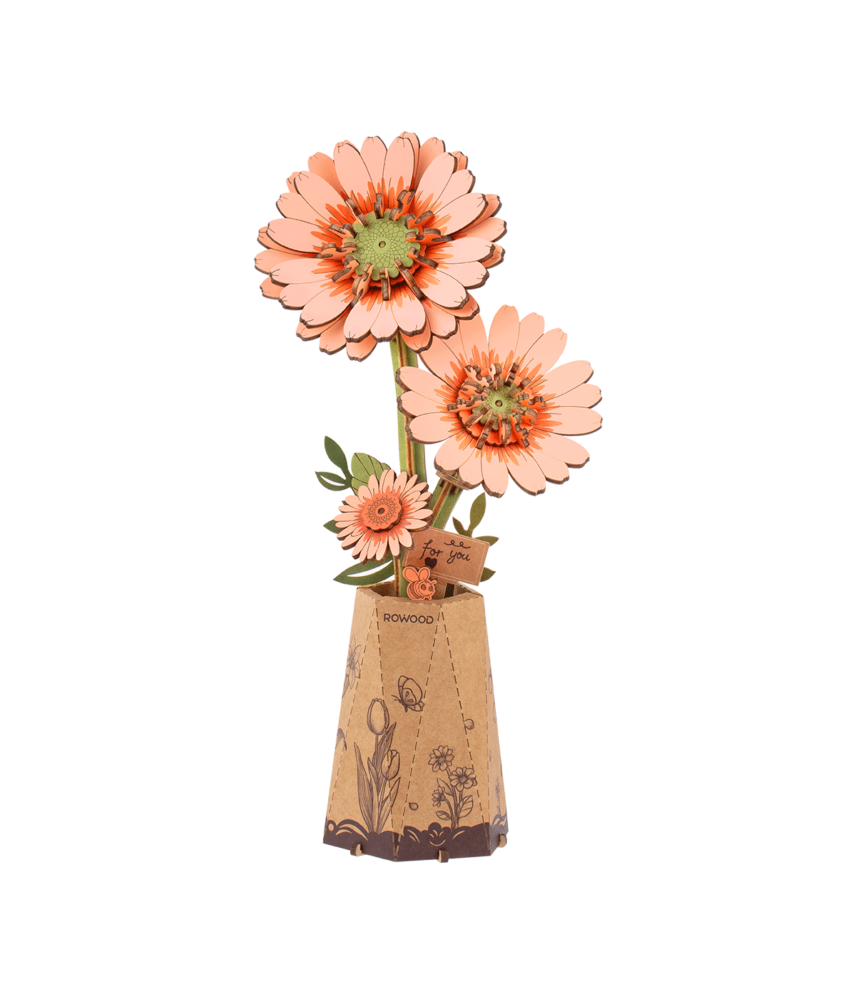 Rowood Holzblume 3D-Holzpuzzle Orange Gerbera