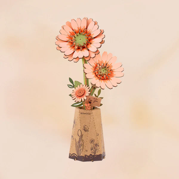 Rowood Holzblume 3D-Holzpuzzle Orange Gerbera