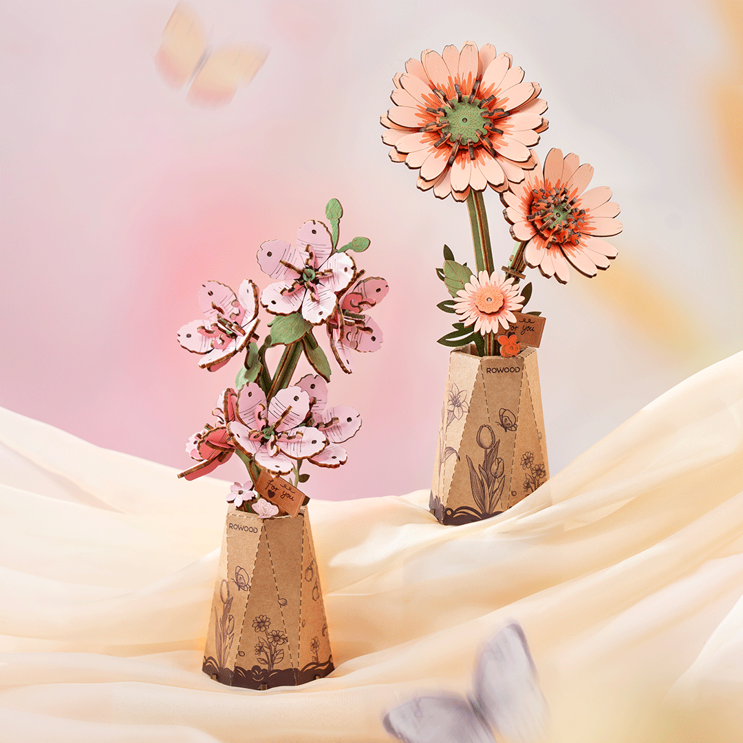 Rowood Holzblume 3D-Holzpuzzle Orange Gerbera