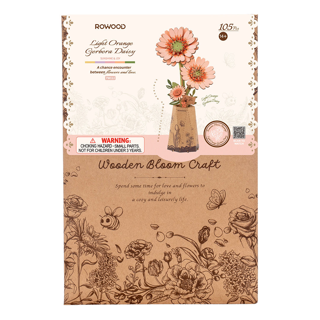 Rowood Holzblume 3D-Holzpuzzle Orange Gerbera