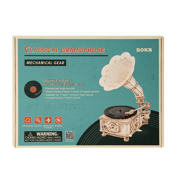 ROKR Klassisches Grammophon 3D Holzpuzzle (Elektrische Version)