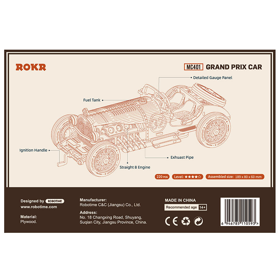 ROKR Grand Prix Rennwagen Modellbausatz 3D