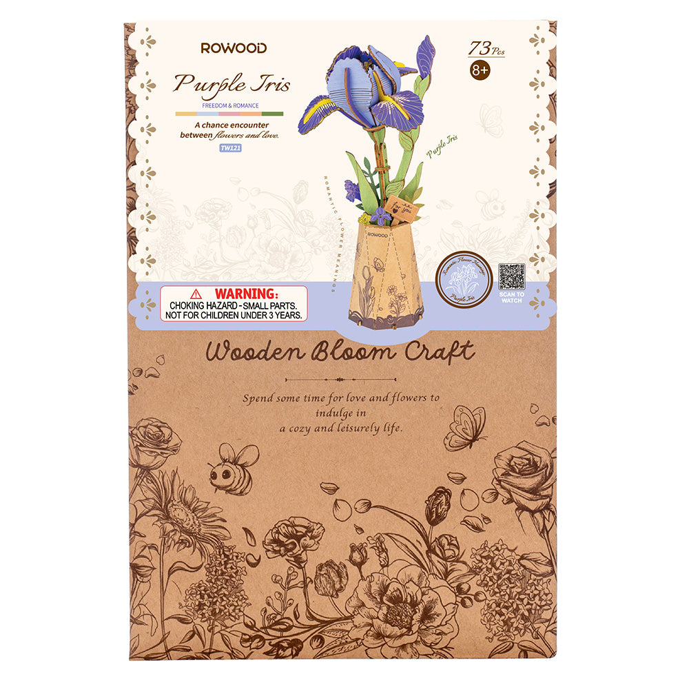 Rowood Holzblume 3D Holzpuzzle Violette Iris