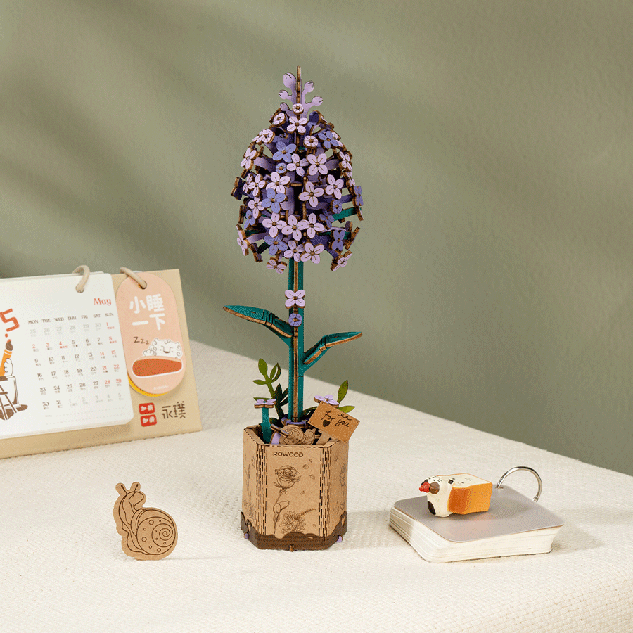 Rowood Wooden Flower 3D Holzpuzzle Flieder