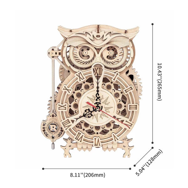 ROKR Eulen-Uhr Mechanisches 3D-Holzpuzzle
