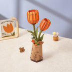 Rowood Holzblume 3D Puzzle Orange Tulpe