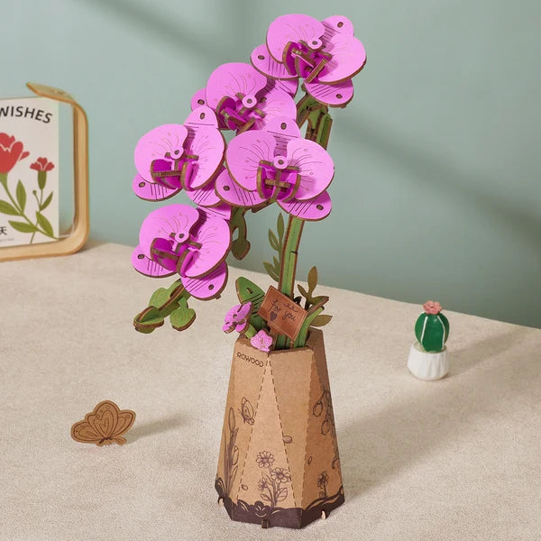 Rowood Lila Orchidee DIY Blumen 3D Holzpuzzle