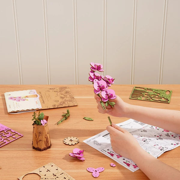 Rowood Lila Orchidee DIY Blumen 3D Holzpuzzle