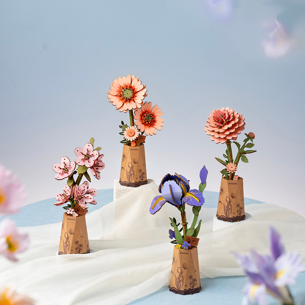 Rowood Holzblume 3D-Holzpuzzle Rosa Dahlie