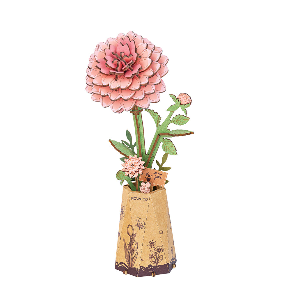 Rowood Holzblume 3D-Holzpuzzle Rosa Dahlie