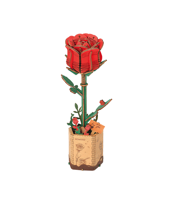 Rowood Holzblume 3D Holzpuzzle Rote Rose