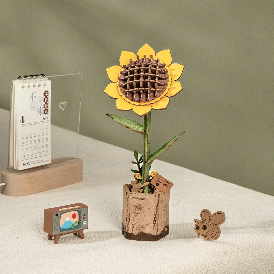 Rowood Wooden Flower 3D Puzzle Sonnenblume